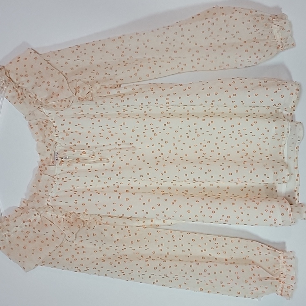 CURRENT AIR | Long Sleeve Sheer Dot Print Top